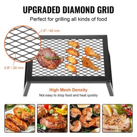 Folding Campfire Grill, Heavy Duty Steel Mesh Grate, 18" Portable Camping Grates Over Fire Pit, Camp Fire Cooking Equipment with Legs Carrying Bag, G