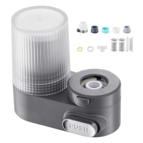 Faucet Mount Water Filter, Vertical Water Purifier for Sink Tap, Carbon Fiber Filter, Removes Chlorine Lead with 3 Filters, Fits Most Kitchen or Bath