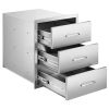 Outdoor Kitchen Drawers 18.11" W x 23.23" D x 23.23" H, Triple-Access Stainless Steel Modular Drawer Cabinet with Handles, BBQ Island Drawer for Outd