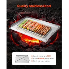 Stainless Steel Griddle, 23x16 inch Universal Flat Top Rectangular Plate, Gas Grill Griddle for BBQ Grill, Teppanyaki, Portable Family Cookware with