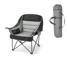 Oversized Camping Chairs, 450 lbs Heavy Duty Support, Portable Padded Folding Camp Chairs with Dual Cup Holders & Wine Glass Holders, Carry Bag for O