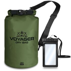 Voyager Waterproof Dry Bag For Kayaking And Water Sports (Product Color: Army Green, size: 20 Liter)