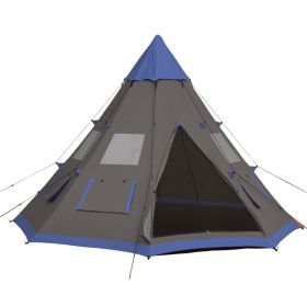 12Ft Camping Tent 6-7 Person 4 Season with 8 Mesh Windows, Outdoor Teepee Tent with Waterproof Material for Family and Friends Camping (Option: Blue-760x210x240 mm)