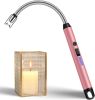 Candle Lighter with 360° Flexible Neck & Safety Lock, Windproof USB Rechargeable Electric Lighter Gift Sets, Flameless Arc Long Lighters Matches for