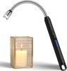 Candle Lighter with 360° Flexible Neck & Safety Lock, Windproof USB Rechargeable Electric Lighter Gift Sets, Flameless Arc Long Lighters Matches for