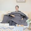 USB Heated Blanket Electric Heated Poncho Shawl Wrap Throw with Zipper Arm Holes Pocket 3 Heating Levels 6 Zones Dual Switch 5V/2A Machine Washable f