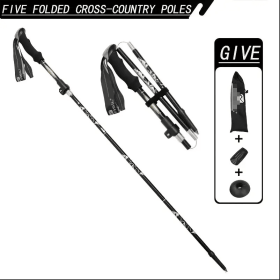 5-Section Collapsible Hiking Poles - Lightweight Trekking Poles with Secure External Lock, Adjustable Length, Sturdy - Ergonomic EVA Grip for Mountai (Color: Black)