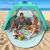 Beach Tent Sun Shelter for 5-6 Person, Pop Up Beach Canopy, UPF 30+ UV Protection, Breathable Mesh Window, Portable Sun Shade Tent with Carrying Bag