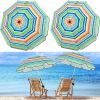 2 Pcs Automatic Chair Umbrella with Universal Clamp 44" UPF 50+ Portable Clamp on Beach Chair Adjustable Wheelchair Umbrella for Outdoor Patio Paraso