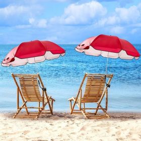 2 Pcs Automatic Chair Umbrella with Universal Clamp 44" UPF 50+ Portable Clamp on Beach Chair Adjustable Wheelchair Umbrella for Outdoor Patio Paraso (Color: Red)