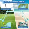 Beach Tent Sun Shelter 10x10ft Beach Canopy Easy Pop Up Sun Shade Portable UPF50+ with 8 Sandbags-2 Sand Shovel-4 Aluminum Poles-Ground Pegs for Outd