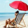 2 Pcs Automatic Chair Umbrella with Universal Clamp 44" UPF 50+ Portable Clamp on Beach Chair Adjustable Wheelchair Umbrella for Outdoor Patio Paraso