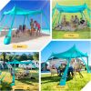 Beach Tent Sun Shelter UPF 50+,10x10 FT Beach Canopy Tent Sun Shade,Pop Up Beach Canopy with 8 Sandbags, Outdoor Beach Shade for Camping Trips, Fishi