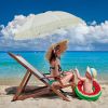 2 Pcs Automatic Chair Umbrella with Universal Clamp 44" UPF 50+ Portable Clamp on Beach Chair Adjustable Wheelchair Umbrella for Outdoor Patio Paraso