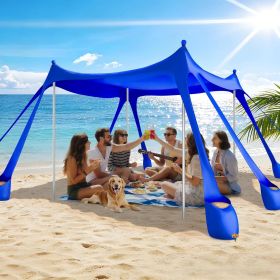 Beach Tent Sun Shelter UPF 50+,10x10 FT Beach Canopy Tent Sun Shade,Pop Up Beach Canopy with 8 Sandbags, Outdoor Beach Shade for Camping Trips, Fishi (Color: Royal Blue)