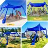Beach Tent Sun Shelter UPF 50+,10x10 FT Beach Canopy Tent Sun Shade,Pop Up Beach Canopy with 8 Sandbags, Outdoor Beach Shade for Camping Trips, Fishi