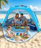 Beach Tent Sun Shelter for 5-6 Person, Pop Up Beach Canopy, UPF 30+ UV Protection, Breathable Mesh Window, Portable Sun Shade Tent with Carrying Bag