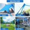 Beach Tent Sun Shelter 10x10ft Beach Canopy Easy Pop Up Sun Shade Portable UPF50+ with 8 Sandbags-2 Sand Shovel-4 Aluminum Poles-Ground Pegs for Outd