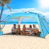 Beach Tent Sun Shelter UPF 50+,10x10 FT Beach Canopy Tent Sun Shade,Pop Up Beach Canopy with 8 Sandbags, Outdoor Beach Shade for Camping Trips, Fishi