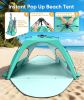 Beach Tent Sun Shelter for 5-6 Person, Pop Up Beach Canopy, UPF 30+ UV Protection, Breathable Mesh Window, Portable Sun Shade Tent with Carrying Bag