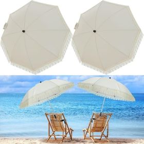 2 Pcs Automatic Chair Umbrella with Universal Clamp 44" UPF 50+ Portable Clamp on Beach Chair Adjustable Wheelchair Umbrella for Outdoor Patio Paraso (Color: Grey)