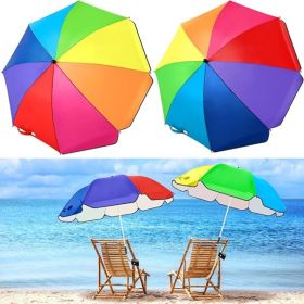 2 Pcs Automatic Chair Umbrella with Universal Clamp 44" UPF 50+ Portable Clamp on Beach Chair Adjustable Wheelchair Umbrella for Outdoor Patio Paraso (Color: Rainbow Color)