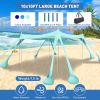 Beach Tent Sun Shelter 10x10ft Beach Canopy Easy Pop Up Sun Shade Portable UPF50+ with 8 Sandbags-2 Sand Shovel-4 Aluminum Poles-Ground Pegs for Outd
