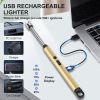 Candle Lighter with 360° Flexible Neck & Safety Lock, Windproof USB Rechargeable Electric Lighter Gift Sets, Flameless Arc Long Lighters Matches for