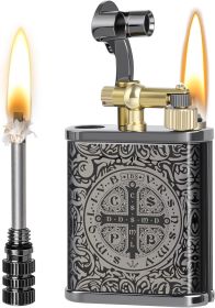 Vintage Trench Lighter, Permanent Match, Cool Pipe Lighter, Unique Metal Lighters, Antique Kerosene Lighters Fluid Refillable, Reusable Waterproof Fo (Color: Gray Constantine)