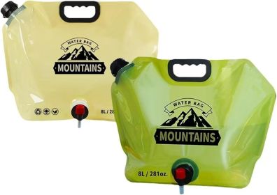 Collapsible Water Container with  2.1 Gallon BPA Free Water Storage Carrier Jug for Folding Hiking, Canteen, Outdoor Sport, Riding, Mountaineer, Hurr (Color: 2pcs 1 Green&1 Khaki)