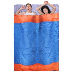 3 People Sleeping Bag for Adult Kids Lightweight Water Resistant Camping Cotton Liner Cold Warm Weather Indoor Outdoor Use 3 Season with Sack for Spr (Color: 2 Person)