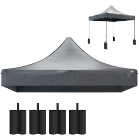 10' x 10' Replacement Canopy Top for Pop Up Canopy Tent with 4 Sand Bags, UPF50+ Protection, Dark Gray (Option: Dark Gray-380x280x100 mm)
